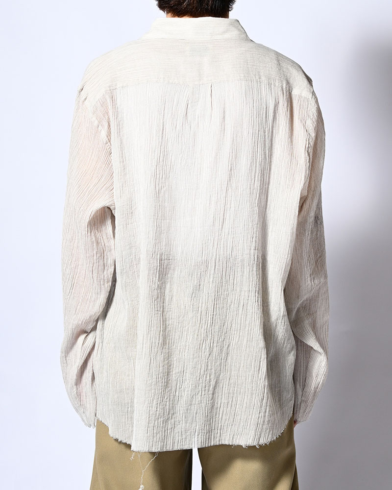 CHAIN FLOWER CUT OFF SHIRT -WHITE-