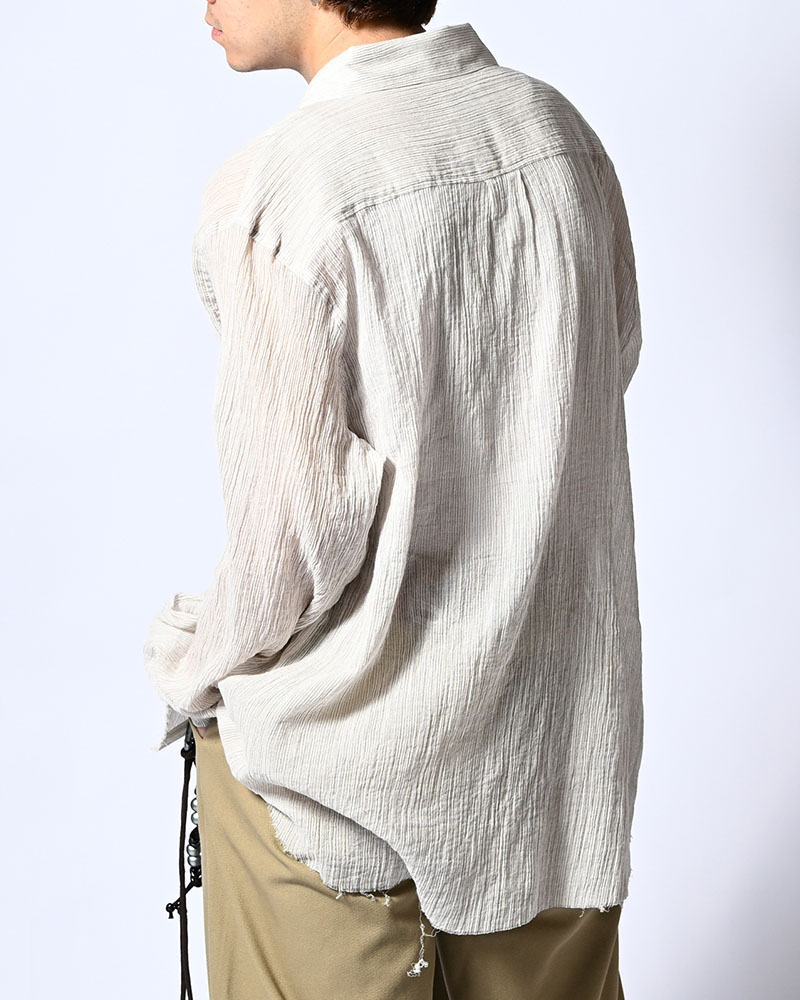CHAIN FLOWER CUT OFF SHIRT -WHITE-