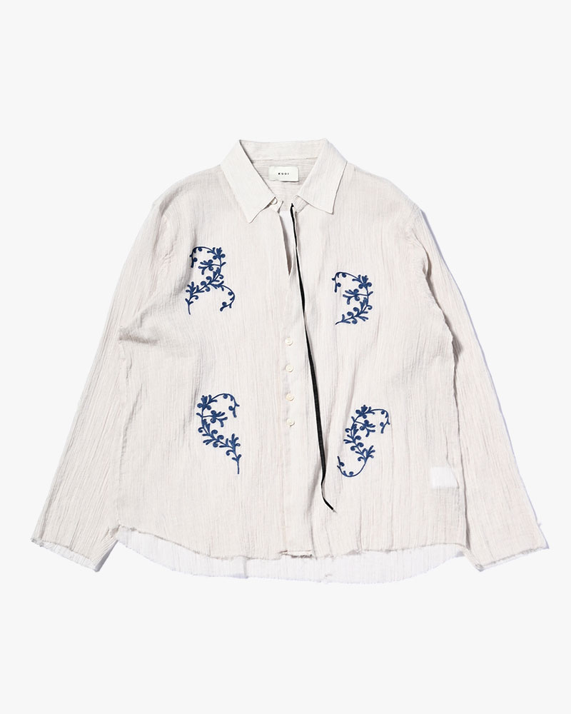 CHAIN FLOWER CUT OFF SHIRT -WHITE-