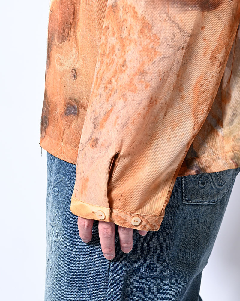 NATURE PRINT SHEER ZIP HOODIE -BEIGE-