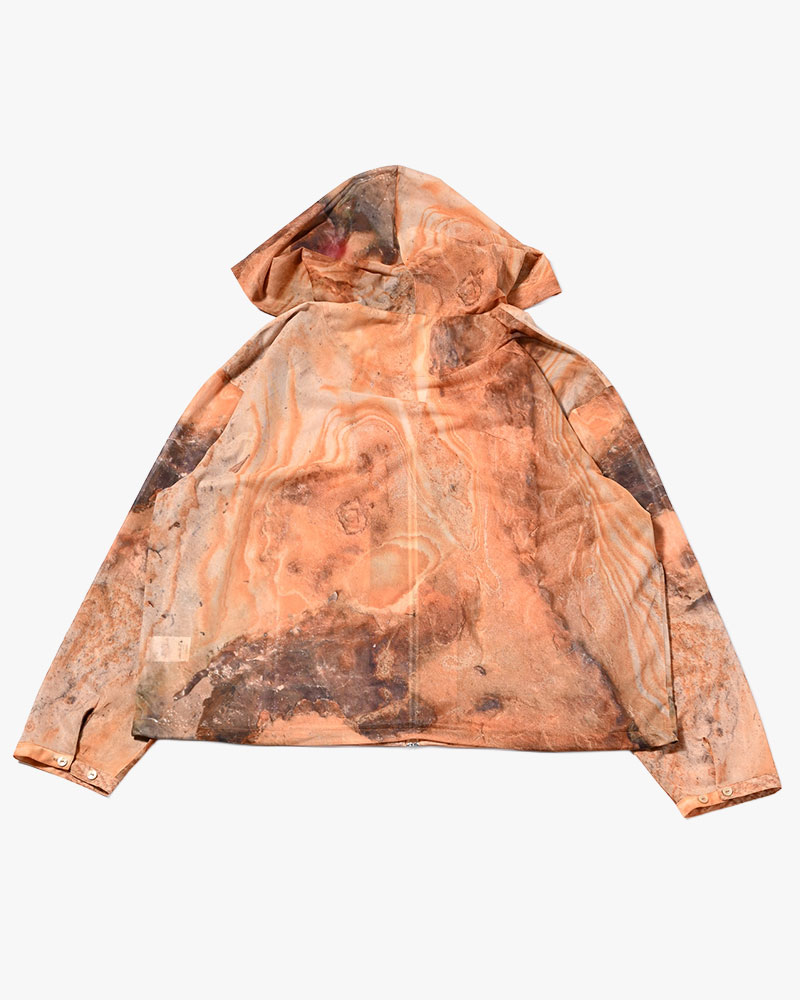 NATURE PRINT SHEER ZIP HOODIE -BEIGE-