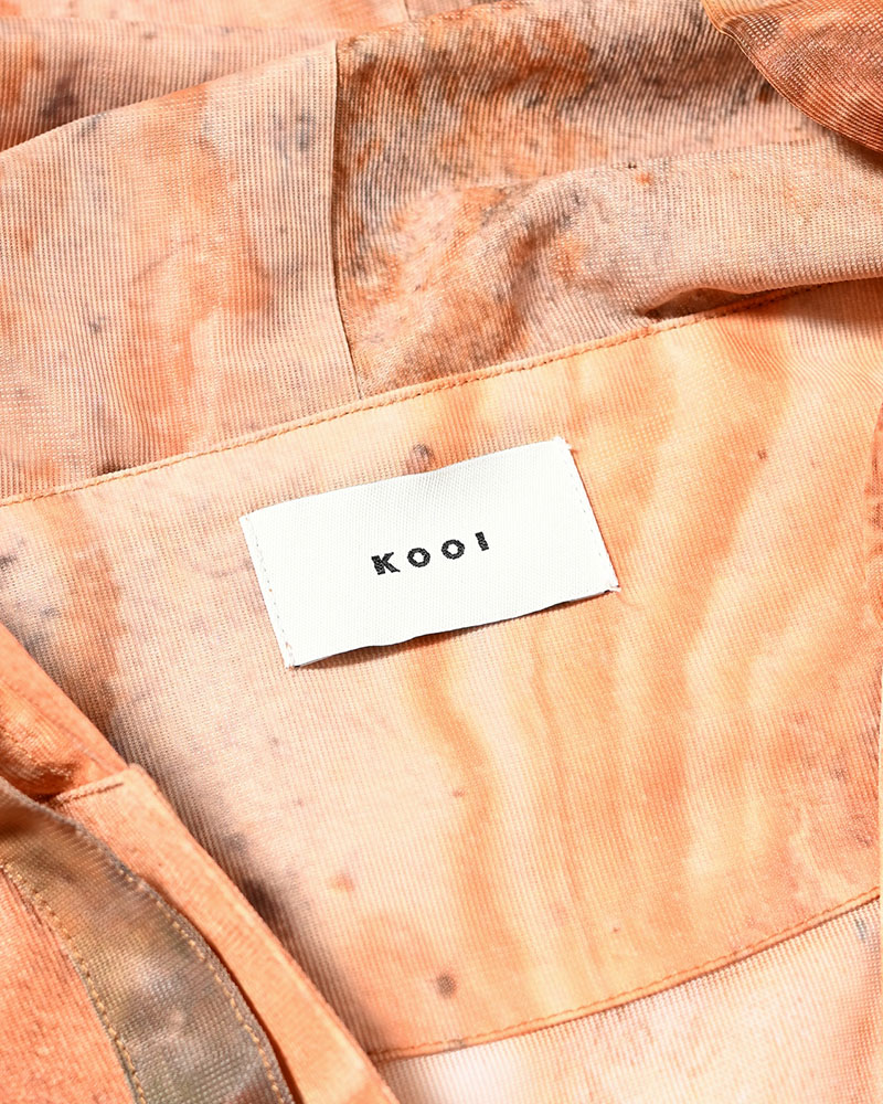 NATURE PRINT SHEER ZIP HOODIE -BEIGE-