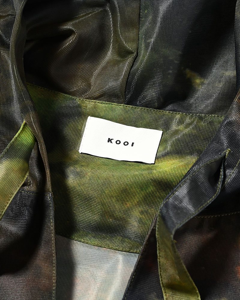 NATURE PRINT SHEER ZIP HOODIE -KHAKI-