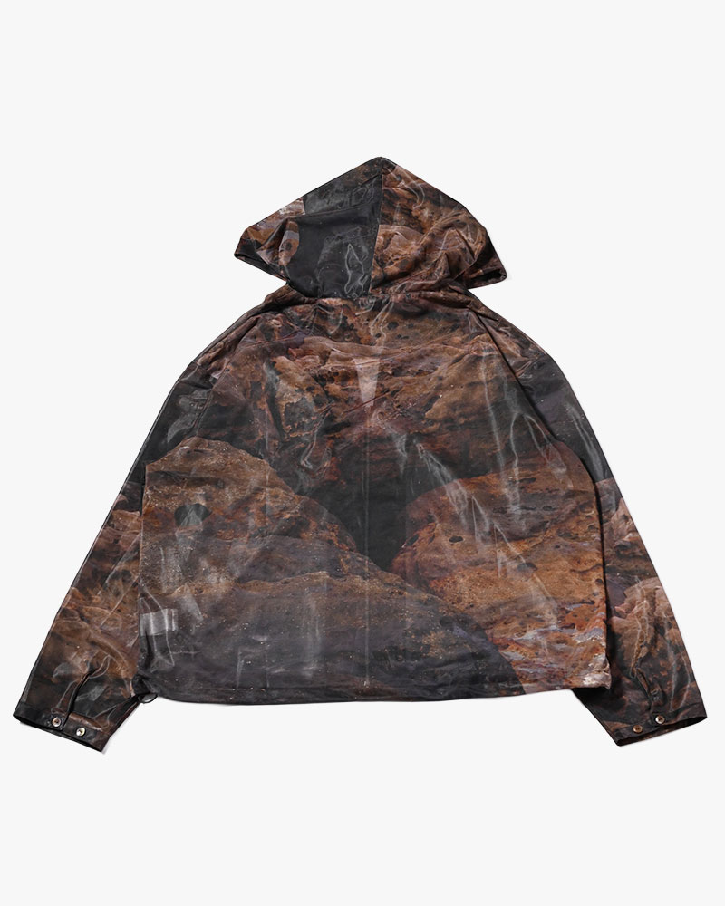 NATURE PRINT SHEER ZIP HOODIE -SAND-