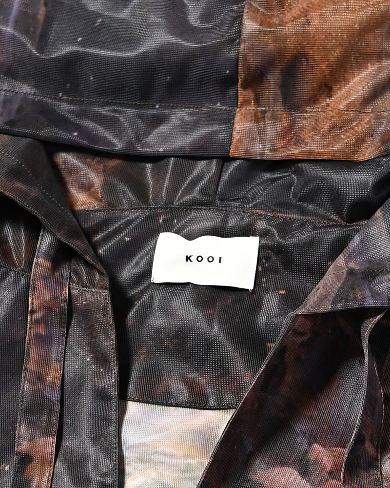 NATURE PRINT SHEER ZIP HOODIE -SAND-