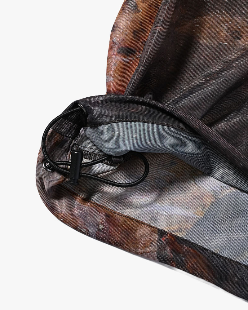 NATURE PRINT SHEER ZIP HOODIE -SAND-