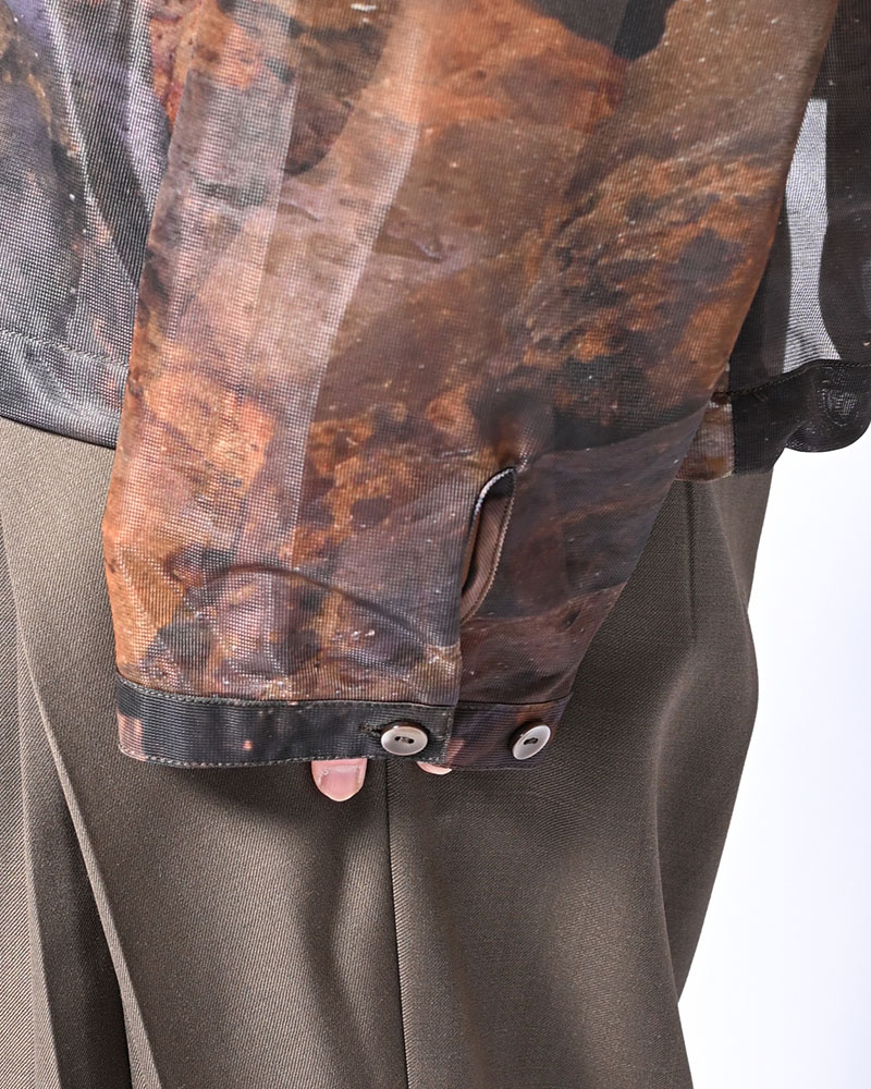 NATURE PRINT SHEER ZIP HOODIE -SAND-