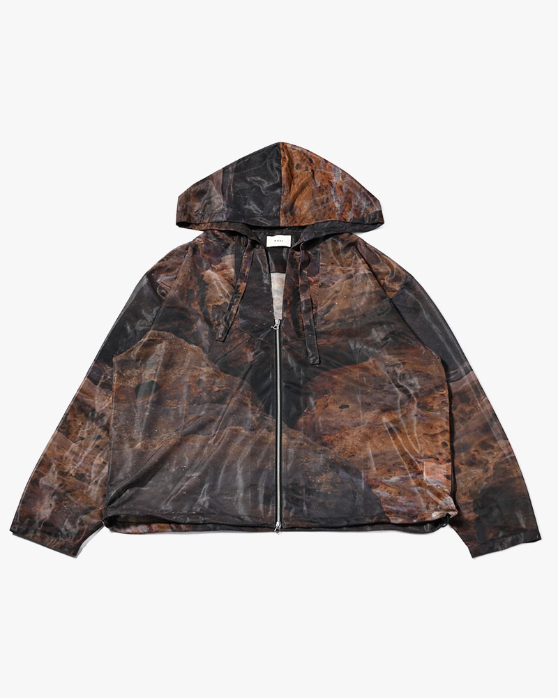 NATURE PRINT SHEER ZIP HOODIE -SAND-