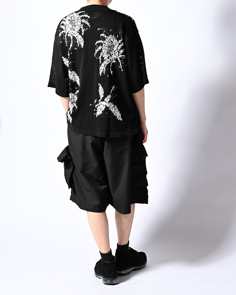 INTARSIA KNIT ALOHA SHIRT -BLACK-
