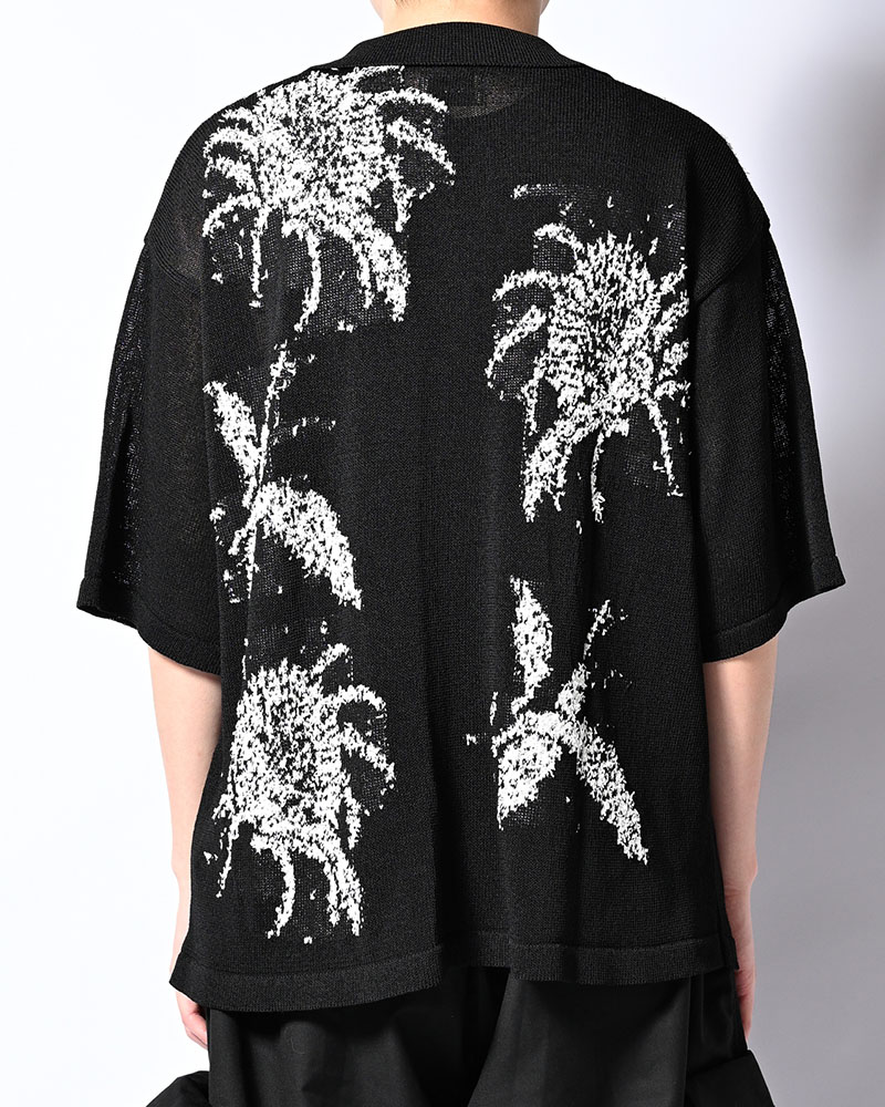 INTARSIA KNIT ALOHA SHIRT -BLACK-