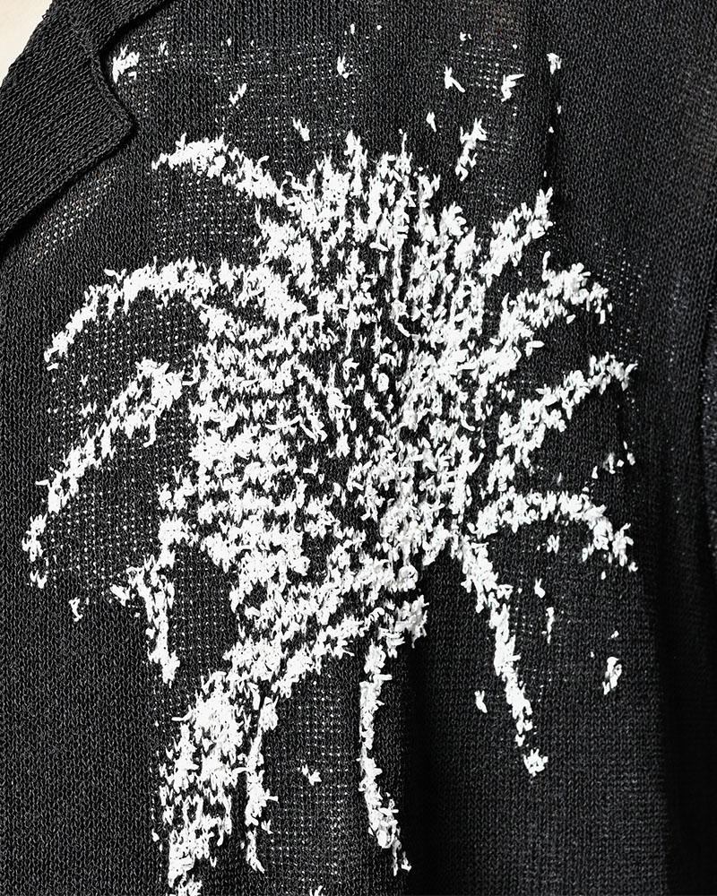 INTARSIA KNIT ALOHA SHIRT -BLACK-