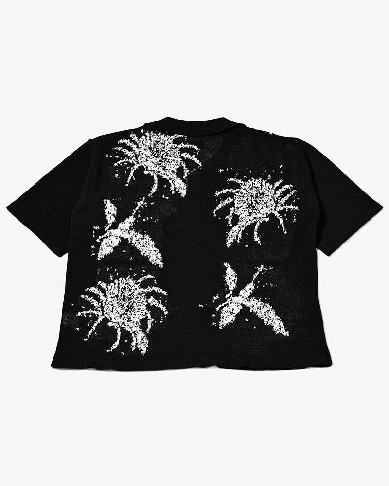 INTARSIA KNIT ALOHA SHIRT -BLACK-