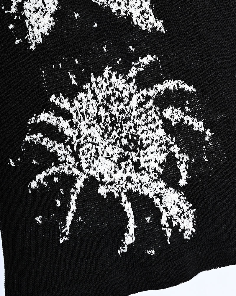 INTARSIA KNIT ALOHA SHIRT -BLACK-