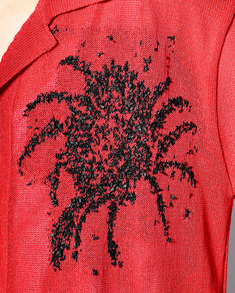 INTARSIA KNIT ALOHA SHIRT -RED-