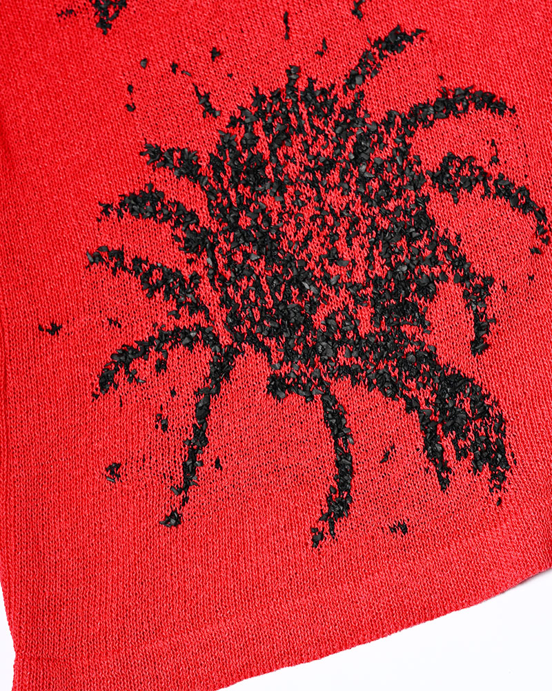 INTARSIA KNIT ALOHA SHIRT -RED-
