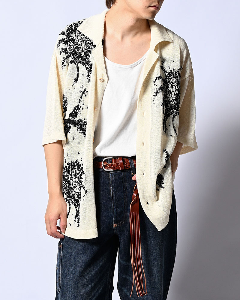 INTARSIA KNIT ALOHA SHIRT -OFF WHITE-