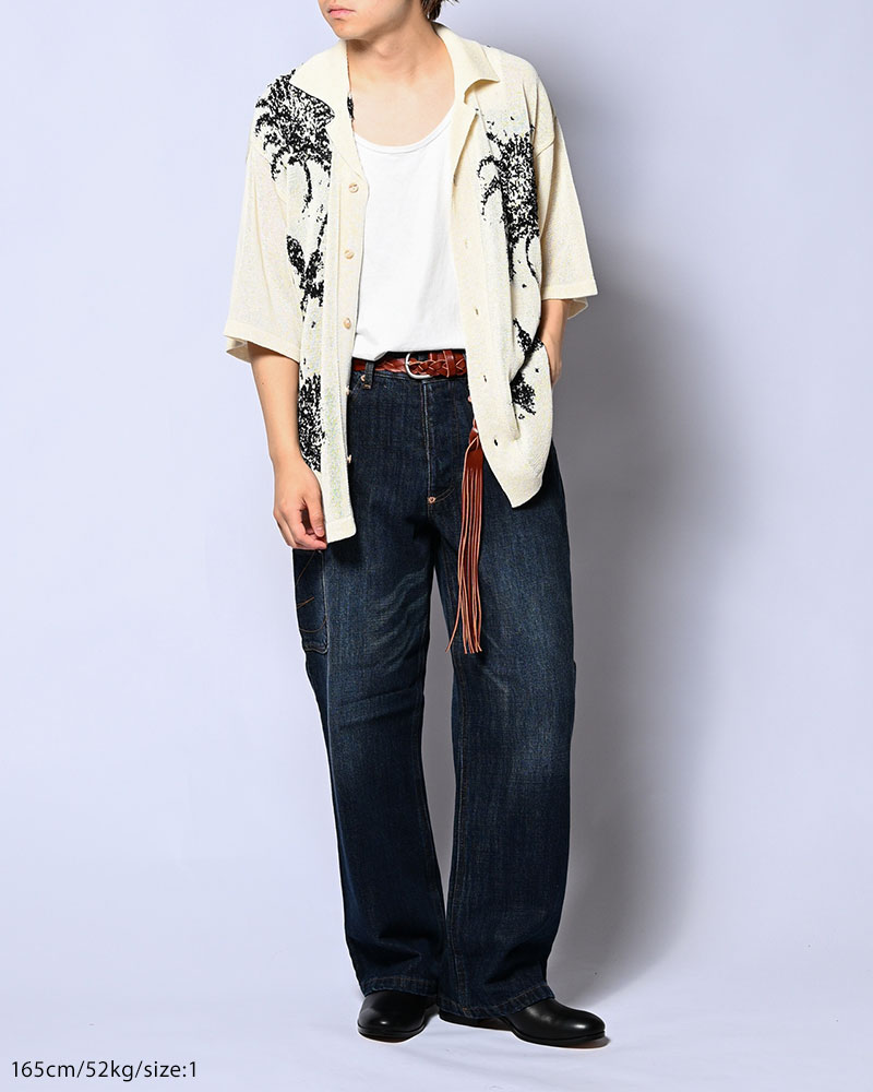 INTARSIA KNIT ALOHA SHIRT -OFF WHITE-