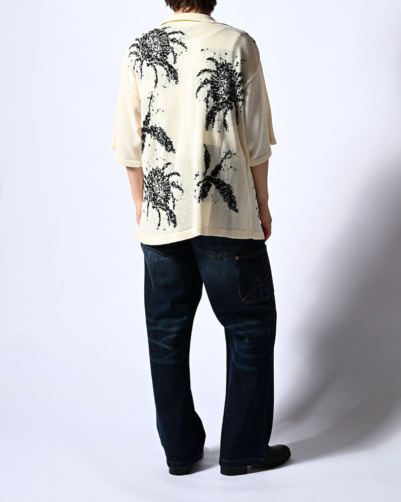 INTARSIA KNIT ALOHA SHIRT -OFF WHITE-