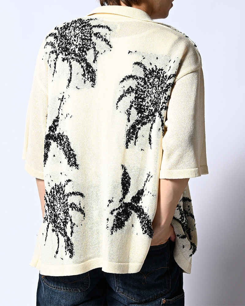INTARSIA KNIT ALOHA SHIRT -OFF WHITE-