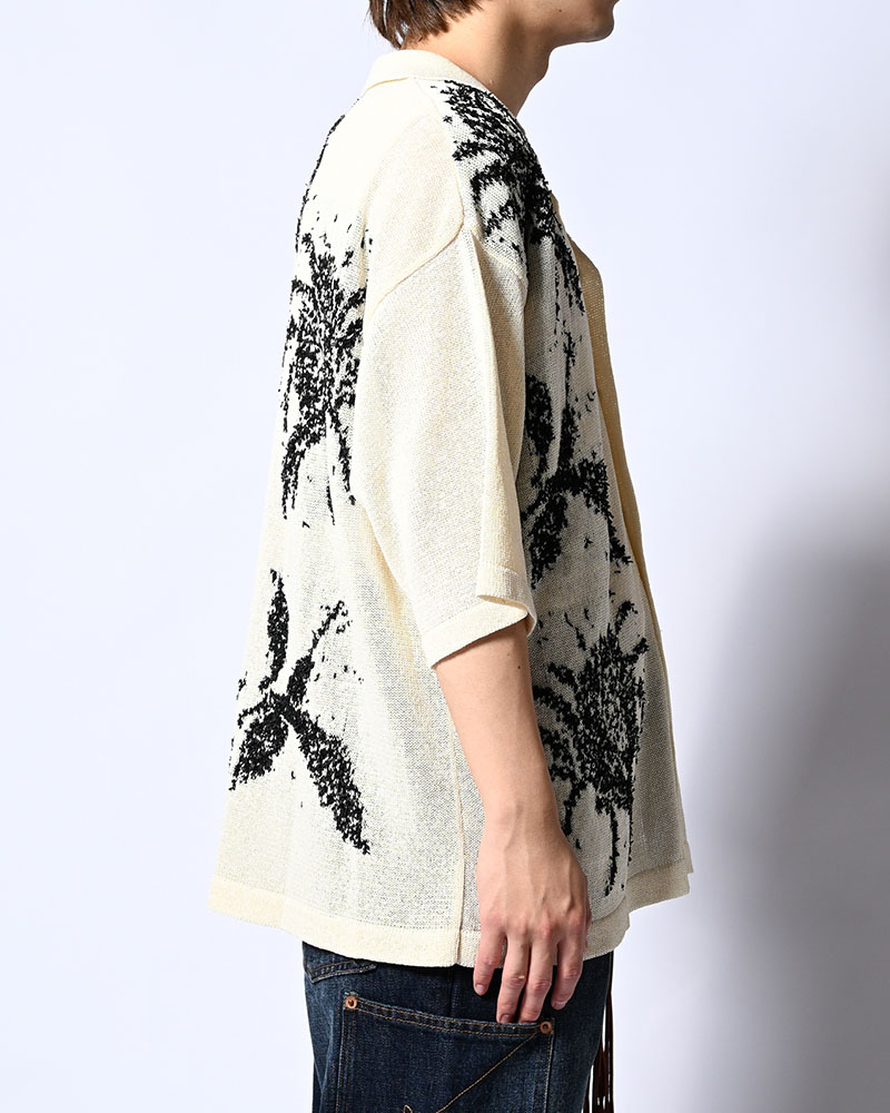 INTARSIA KNIT ALOHA SHIRT -OFF WHITE-