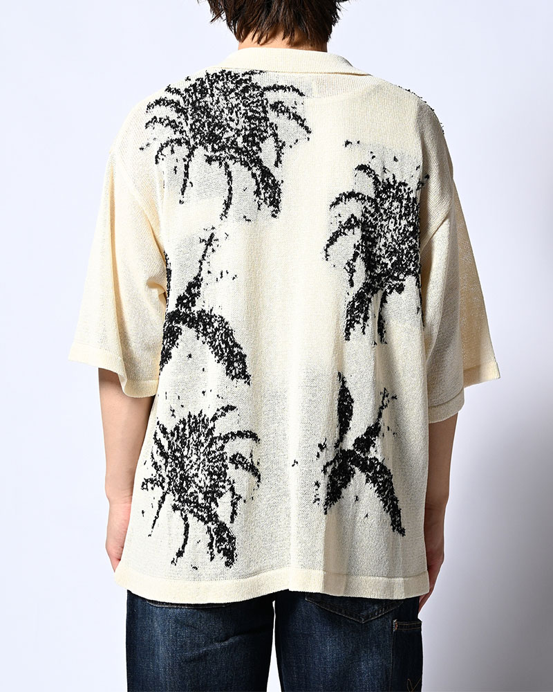 INTARSIA KNIT ALOHA SHIRT -OFF WHITE-