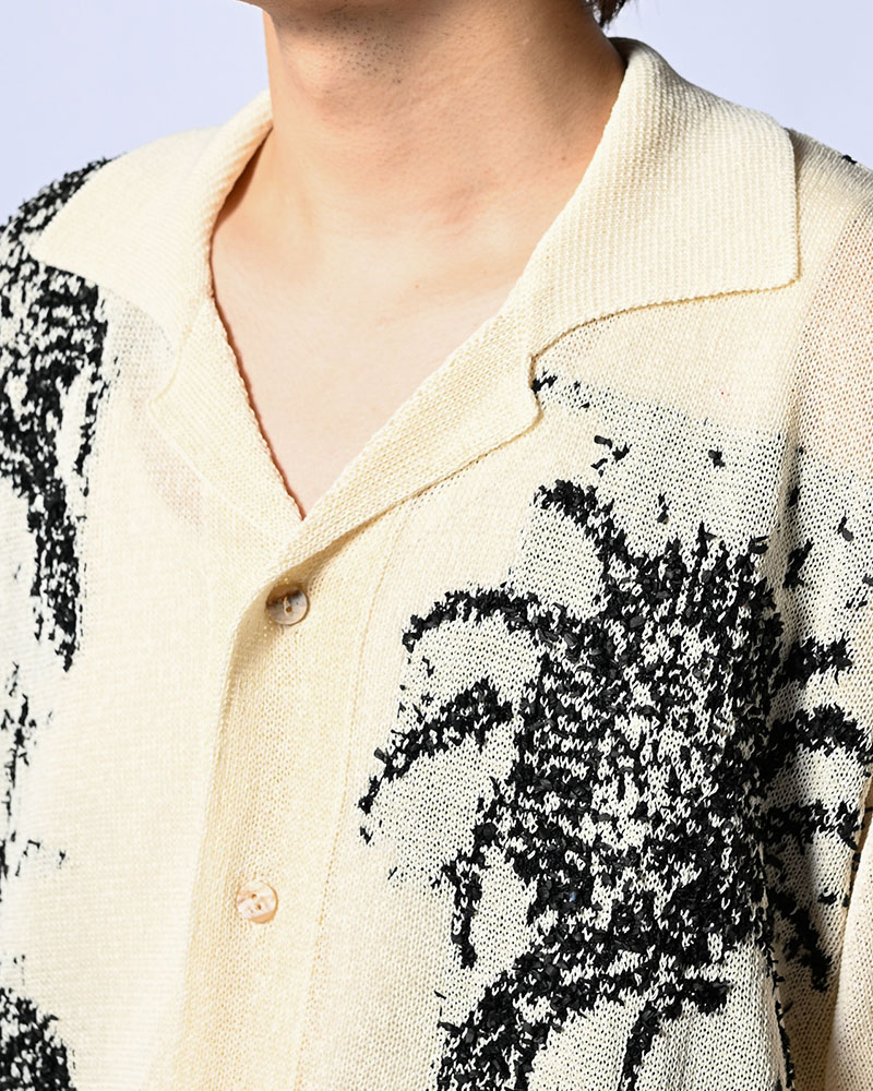 INTARSIA KNIT ALOHA SHIRT -OFF WHITE-