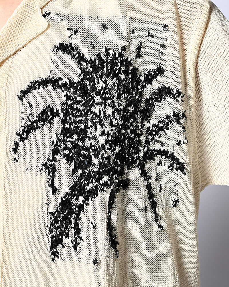 INTARSIA KNIT ALOHA SHIRT -OFF WHITE-