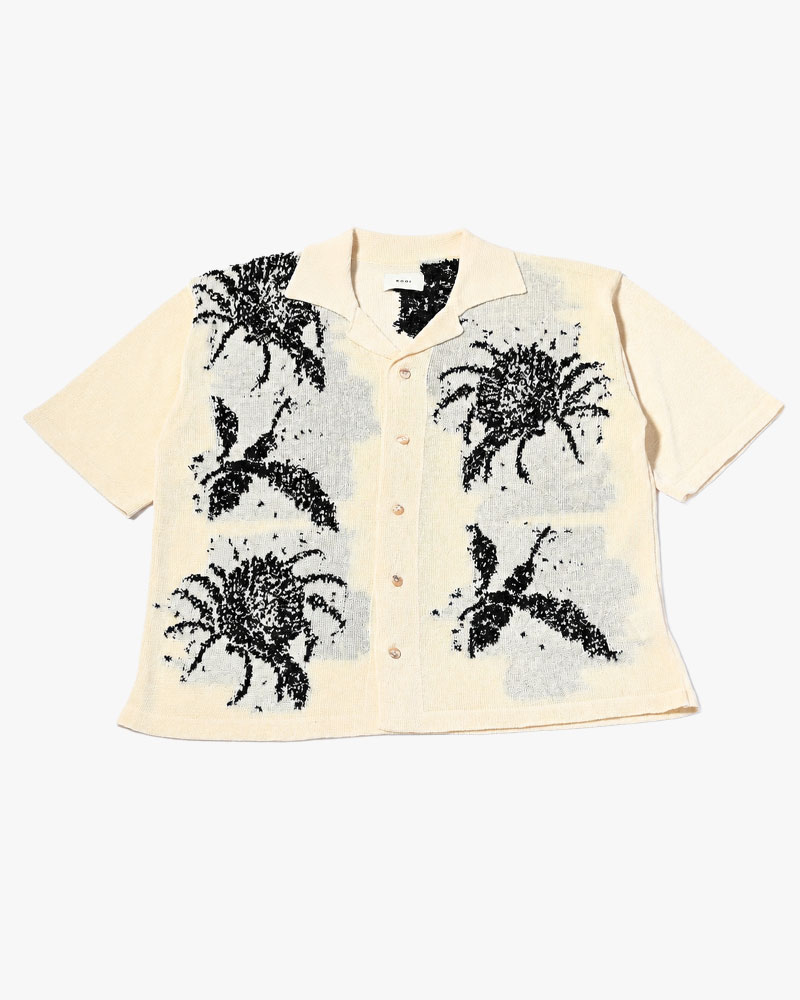 INTARSIA KNIT ALOHA SHIRT -OFF WHITE-