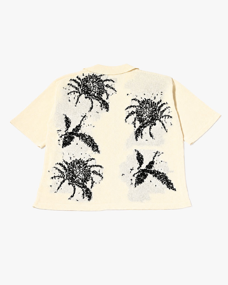 INTARSIA KNIT ALOHA SHIRT -OFF WHITE-