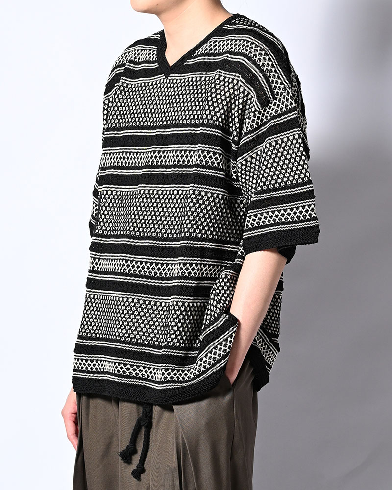 ORIENTAL JQ KNIT TEE -BLACK-