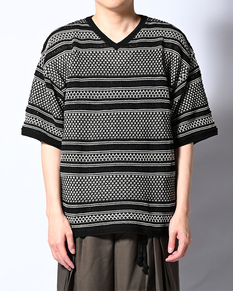 ORIENTAL JQ KNIT TEE -BLACK-
