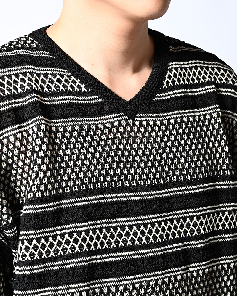 ORIENTAL JQ KNIT TEE -BLACK-
