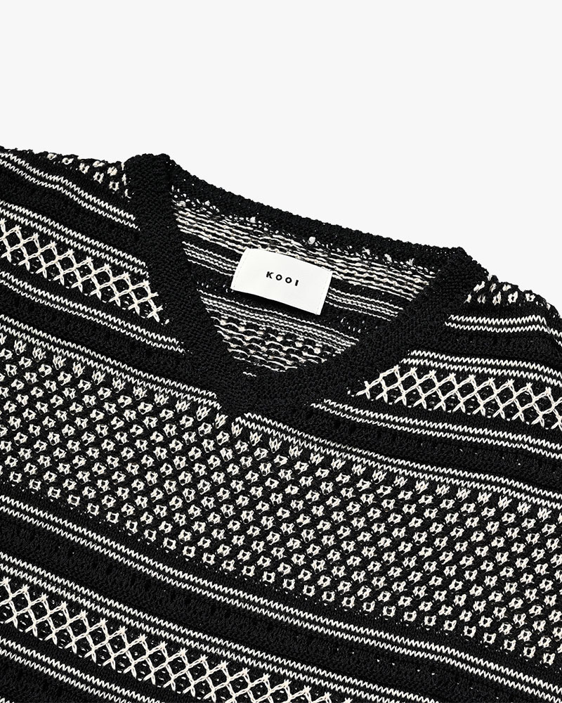 ORIENTAL JQ KNIT TEE -BLACK-
