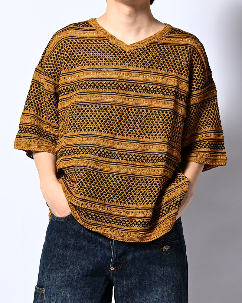 ORIENTAL JQ KNIT TEE -BROWN-