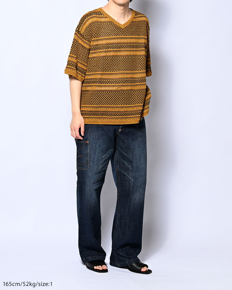 ORIENTAL JQ KNIT TEE -BROWN-