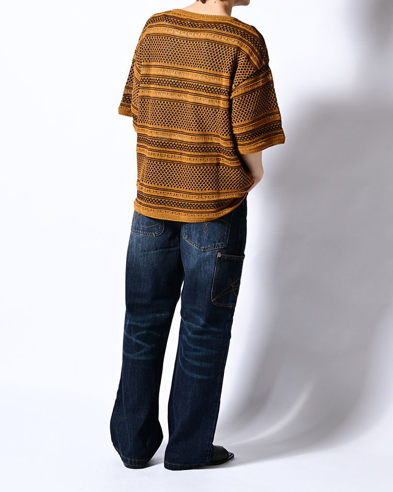 ORIENTAL JQ KNIT TEE -BROWN-