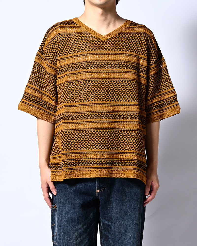 ORIENTAL JQ KNIT TEE -BROWN-