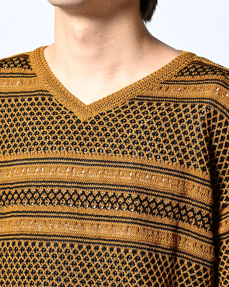 ORIENTAL JQ KNIT TEE -BROWN-