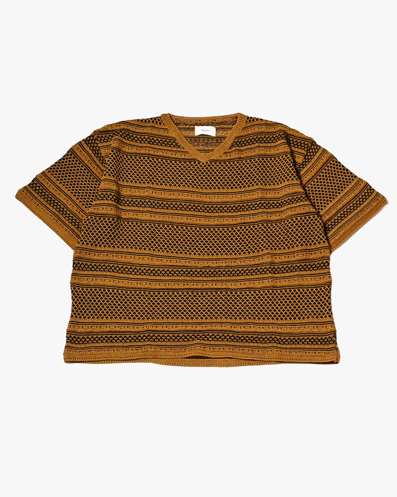 ORIENTAL JQ KNIT TEE -BROWN-