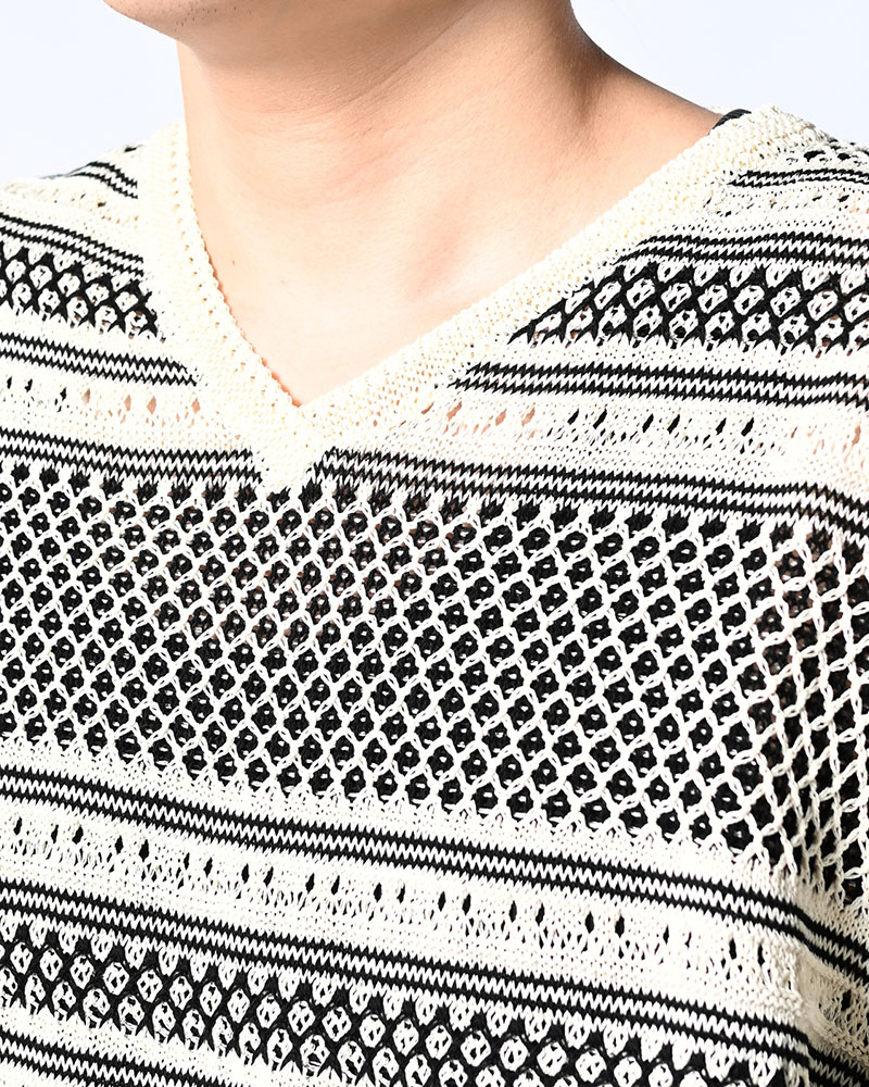 ORIENTAL JQ KNIT TEE -OFF WHITE-