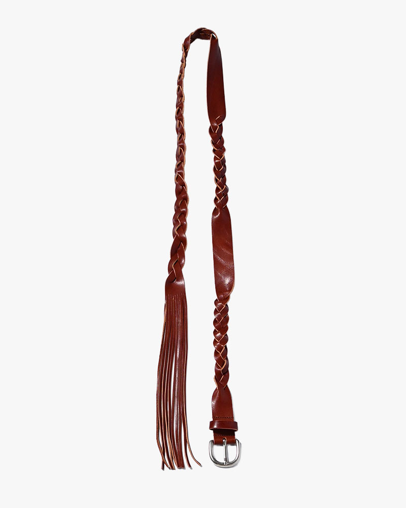 BRAID FRINGE BELT -BROWN-