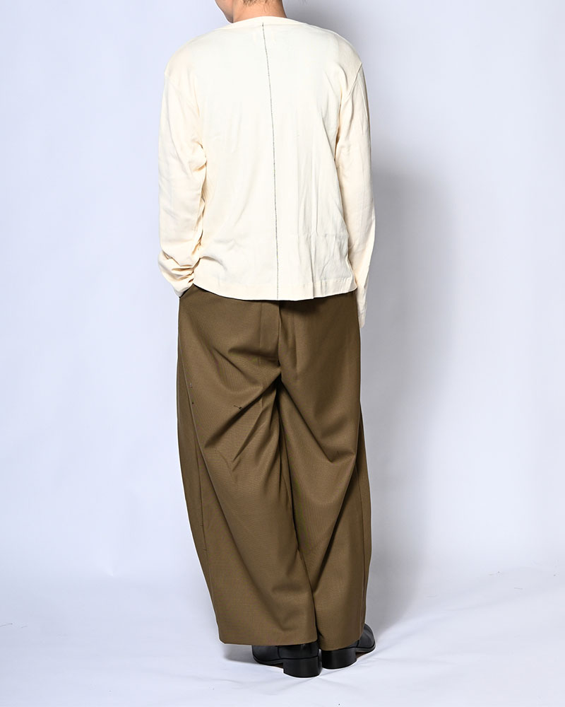 STITCH PANEL RIBBED CARDIGAN -IVORY-