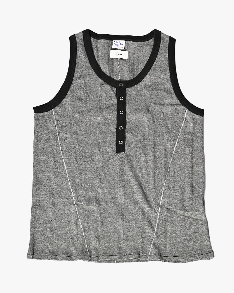 STITCH PANEL RIBBED TANKTOP -GRAY-