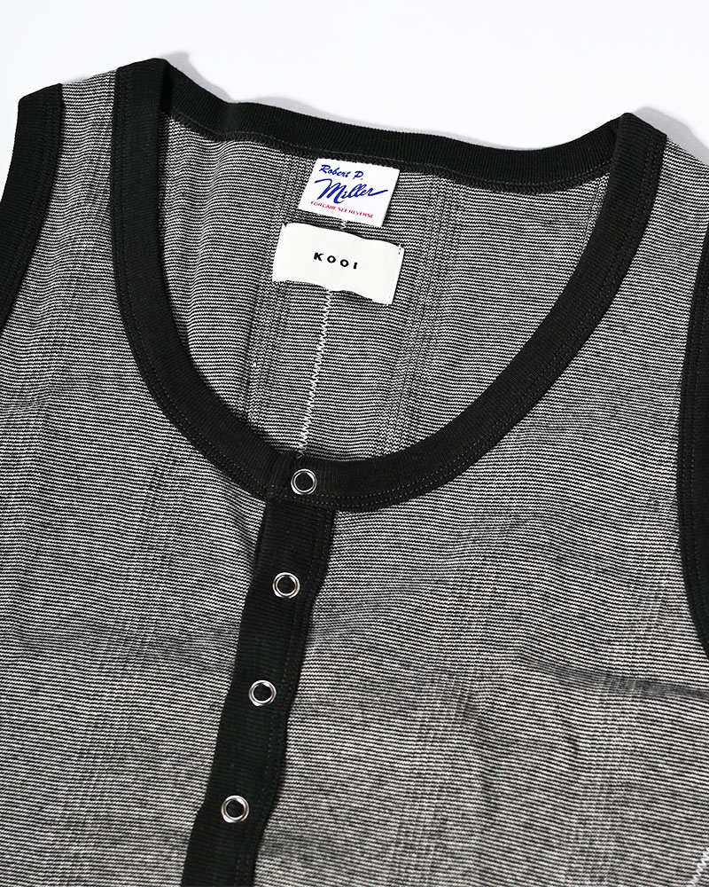 STITCH PANEL RIBBED TANKTOP -GRAY-