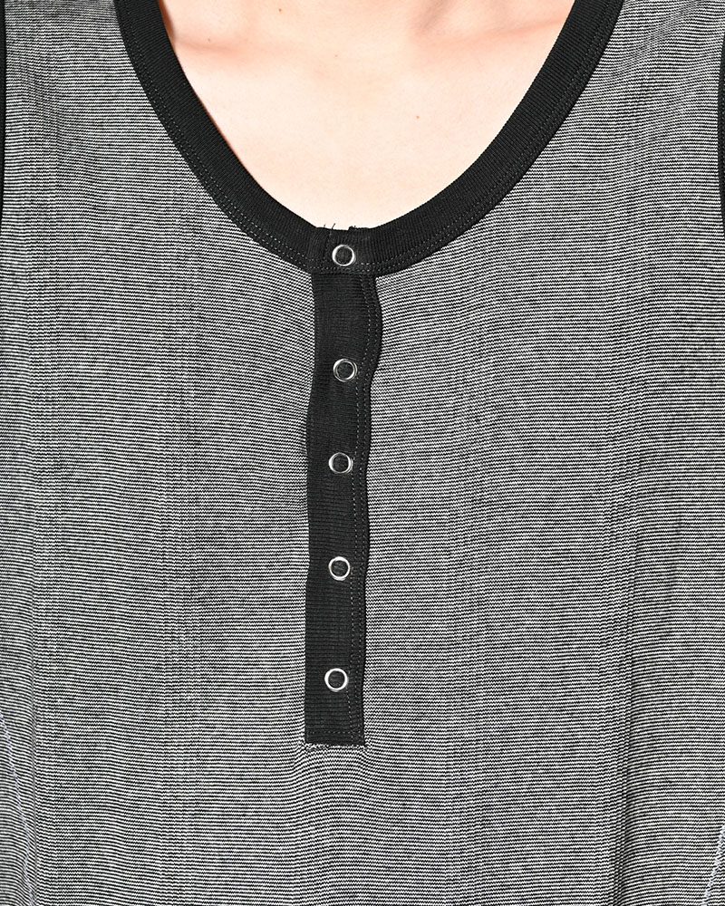 STITCH PANEL RIBBED TANKTOP -GRAY-