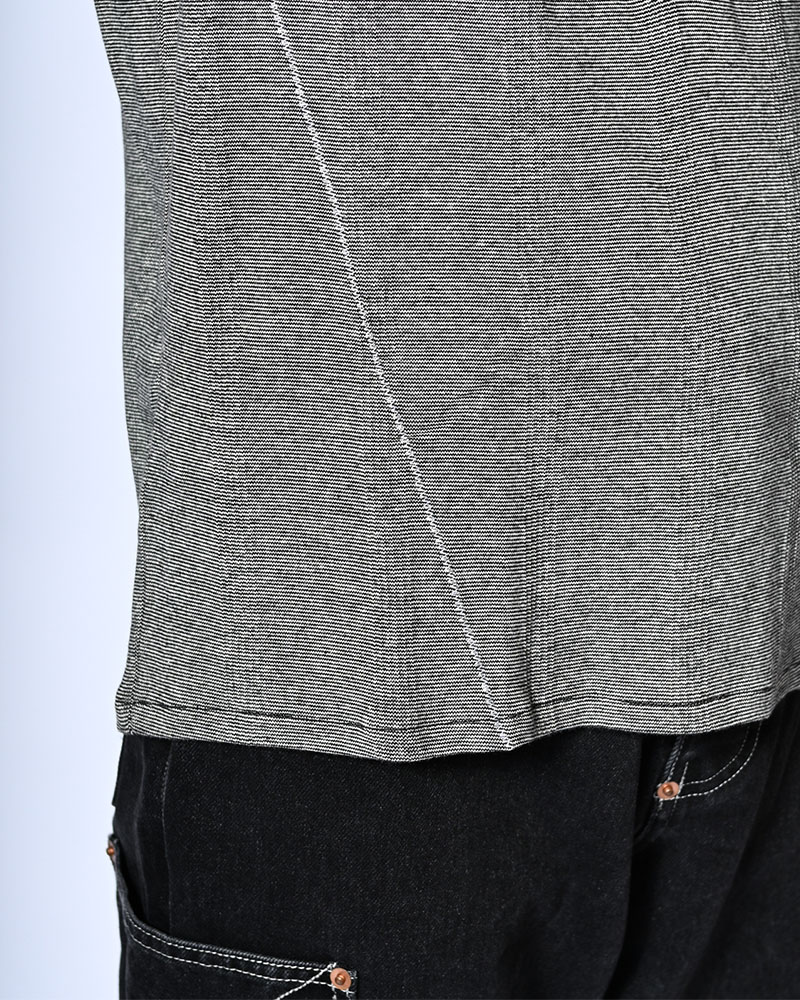 STITCH PANEL RIBBED TANKTOP -GRAY-