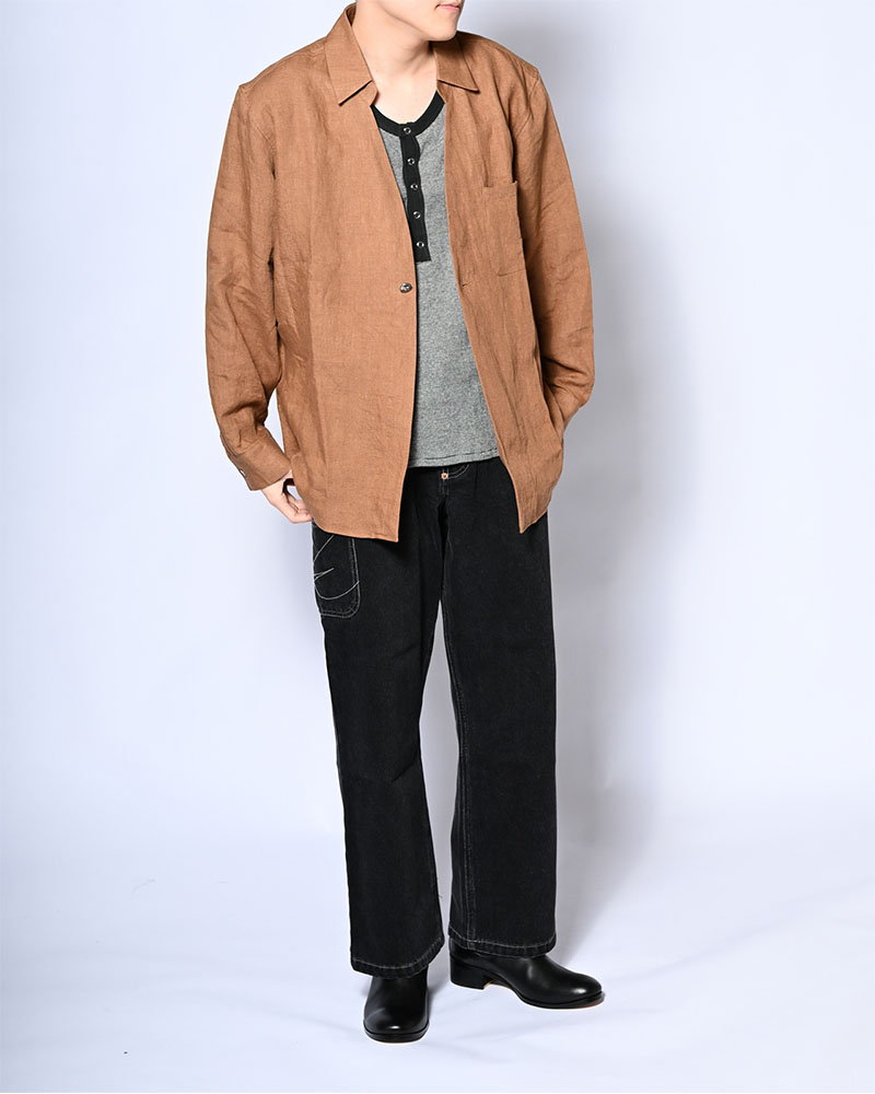 STITCH PANEL RIBBED TANKTOP -GRAY-