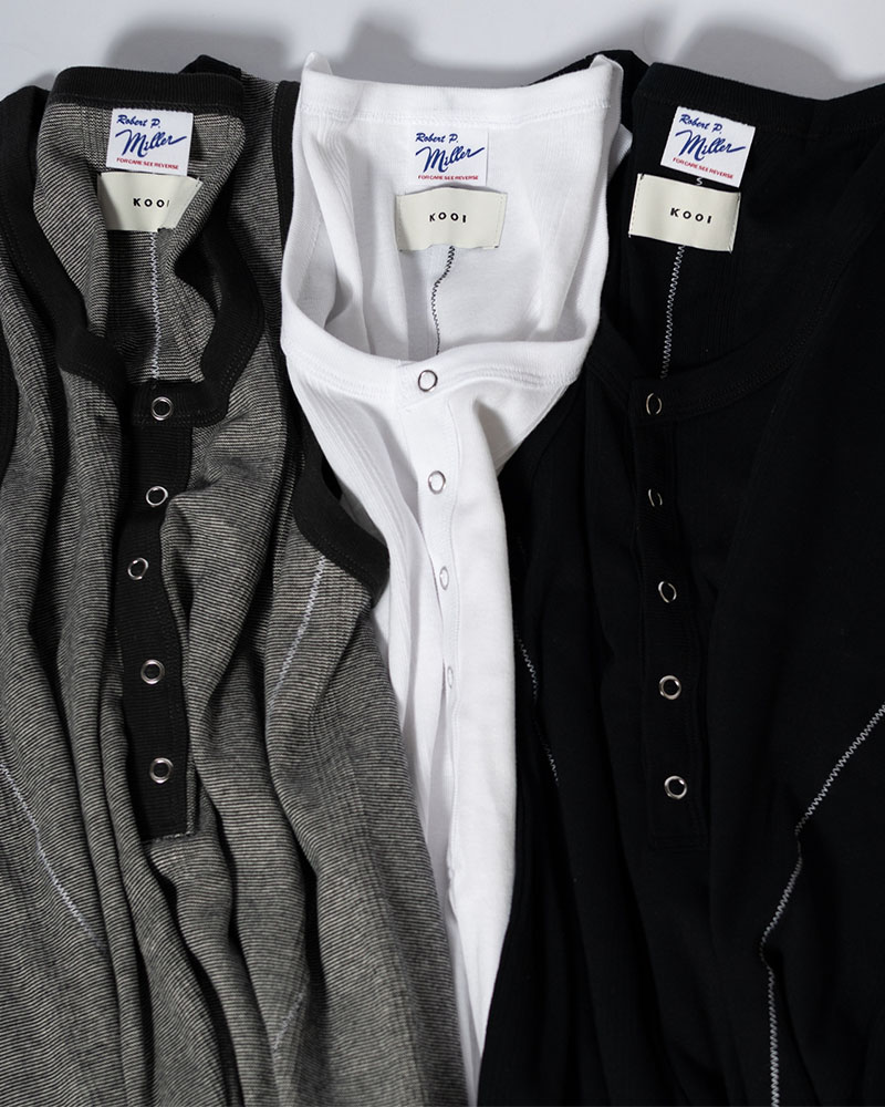 STITCH PANEL RIBBED TANKTOP -GRAY-