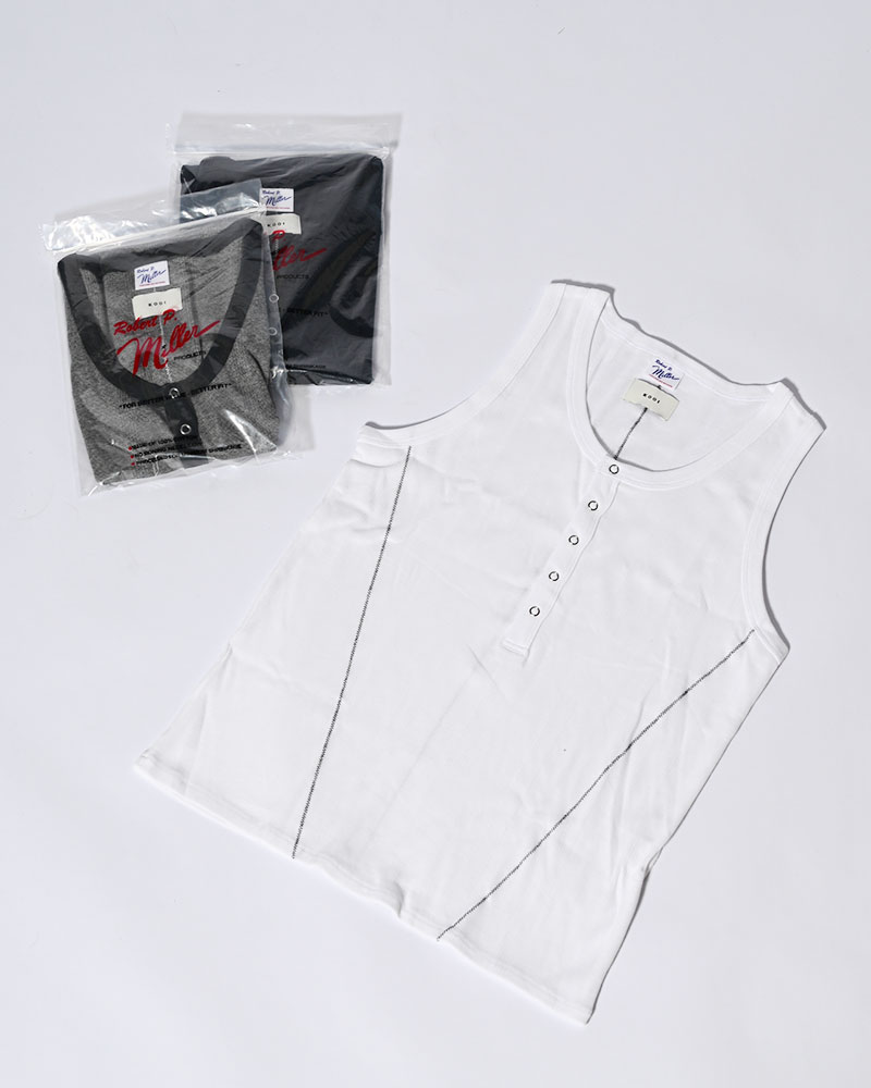 STITCH PANEL RIBBED TANKTOP -GRAY-