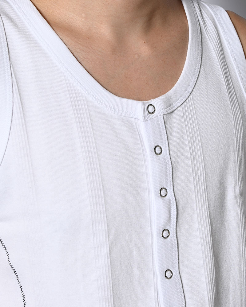 STITCH PANEL RIBBED TANKTOP -WHITE-